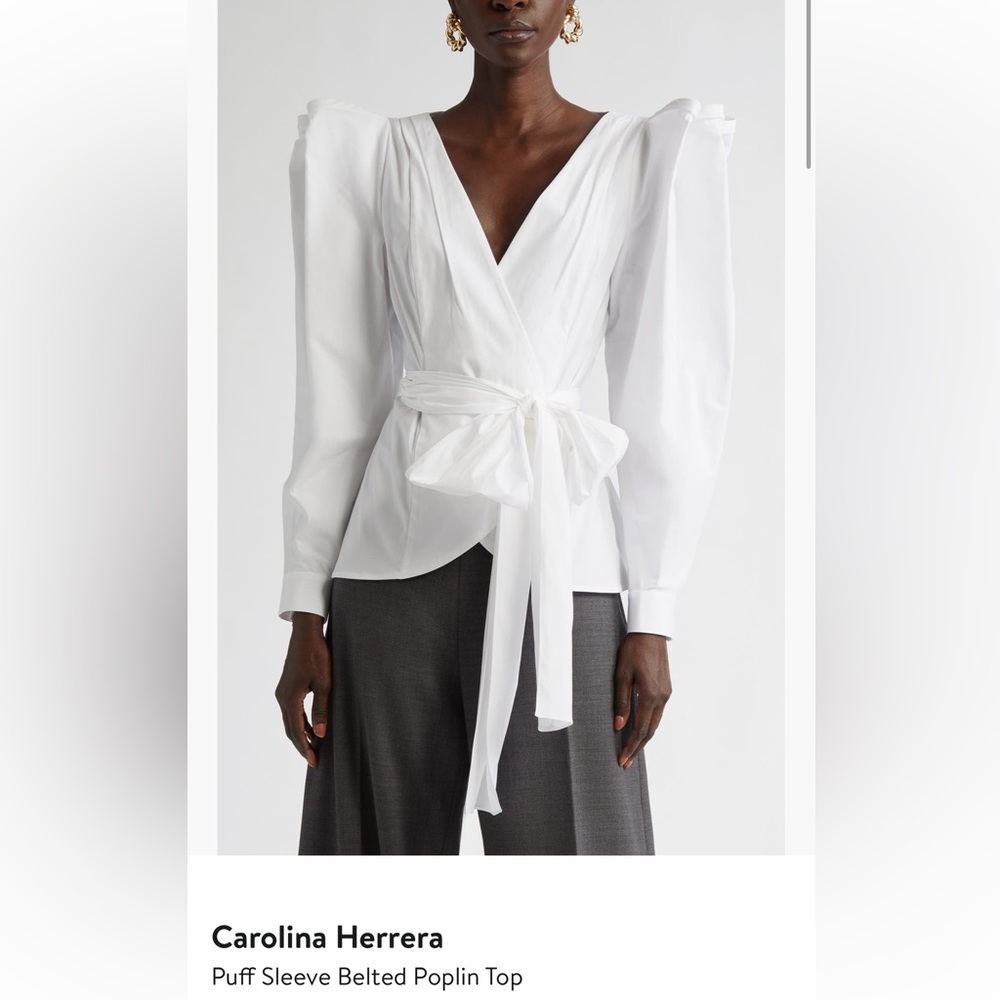 Carolina Herrera White Asymmetrical Cut Out Blouse